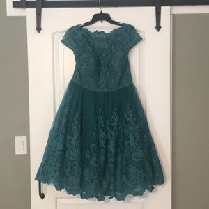 Chi Chi London Teal Lace Dress, size 14